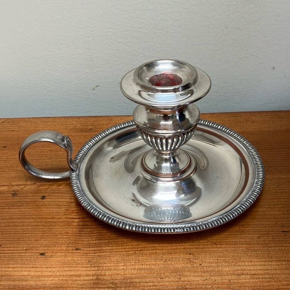 Silver-Plated Chamberstick Candle Holder